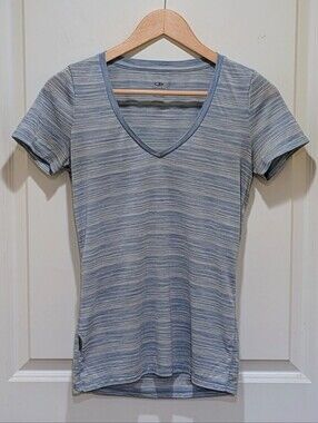 GUC Icebreaker Merino XS Tech Lite SS Pale Blue Striped